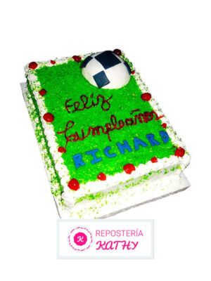 Torta cancha de grass fútbol con pelota