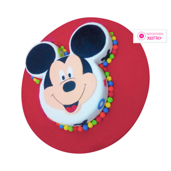 Torta Cara de Mickey Mouse y Dulces de Colores
