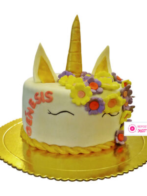 Torta Unicornio con Flores de Colores