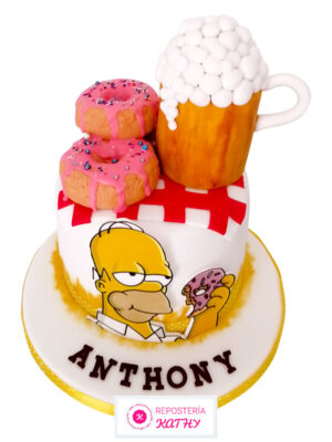 Torta de Homero Simpson con sus Donas y su Cerveza