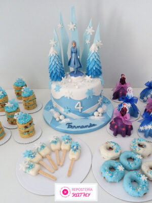 Torta y Candy Bar Frozen Elsa y Anna