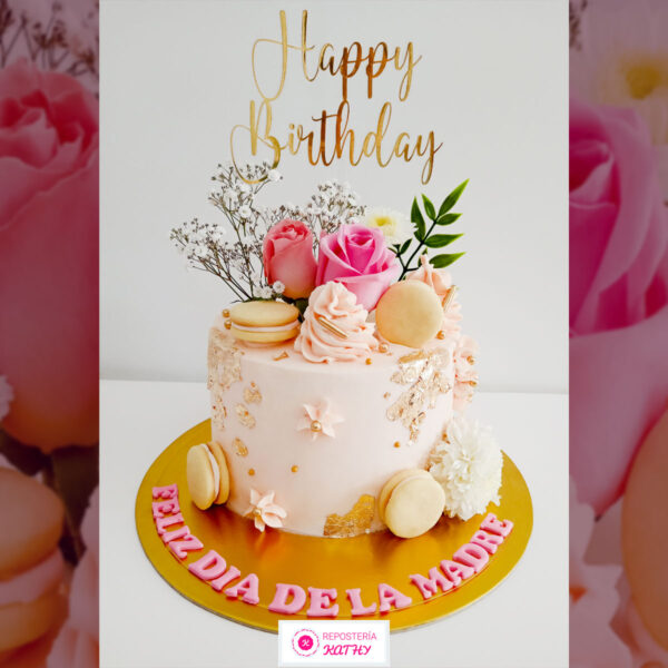 Torta para Mujer con Flores y Rosas Naturales